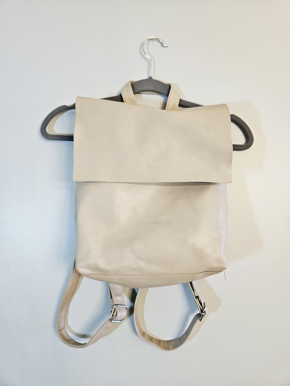 Roots 73 Minimalist Backpack Cream Vegan Leather Bag